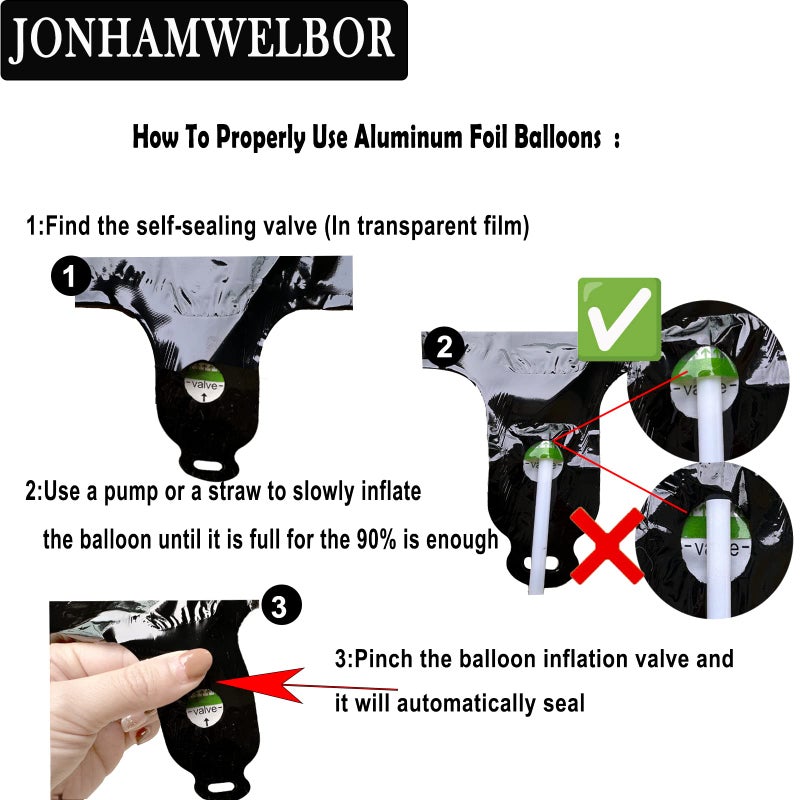 Jonhamwelbor 16 Number Balloons Black Big Giant Jumbo Big Large 16 or 61 Foil Mylar Helium Number Balloons Black 16th 61st Birthday Party Anniversary Events Decorations for Boy Girl - Image 5